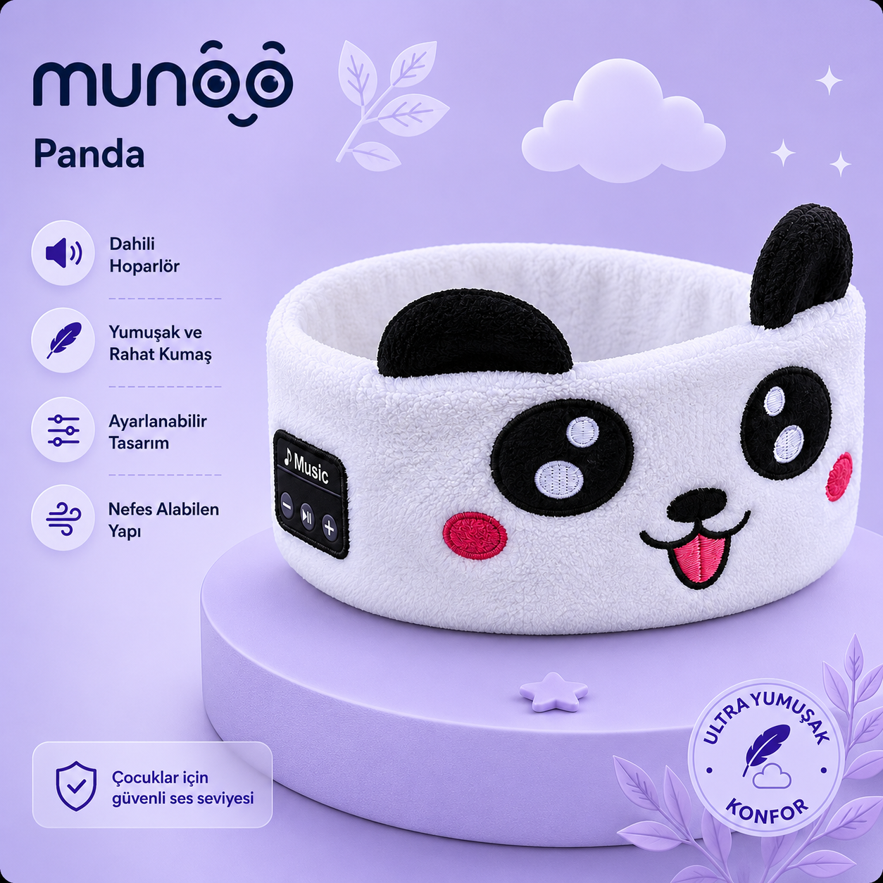Munoo™ Bluetooth Uyku Bandı – Hayvan Desenli Çocuk Kulaklığı