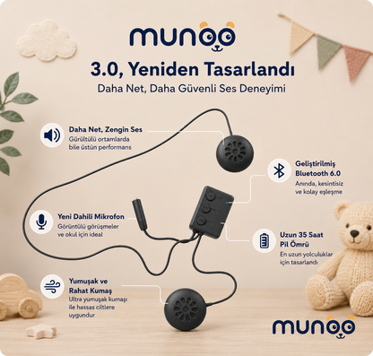Munoo™ Bluetooth Uyku Bandı – Hayvan Desenli Çocuk Kulaklığı