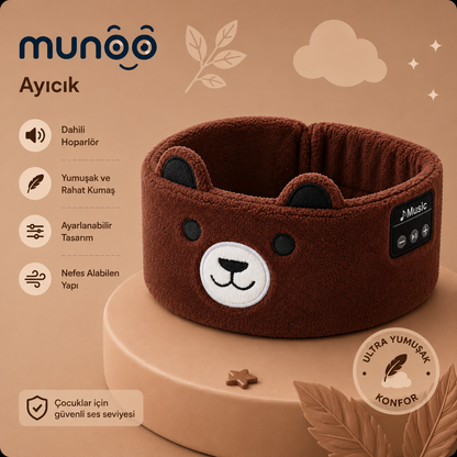 Munoo™ Bluetooth Uyku Bandı – Hayvan Desenli Çocuk Kulaklığı