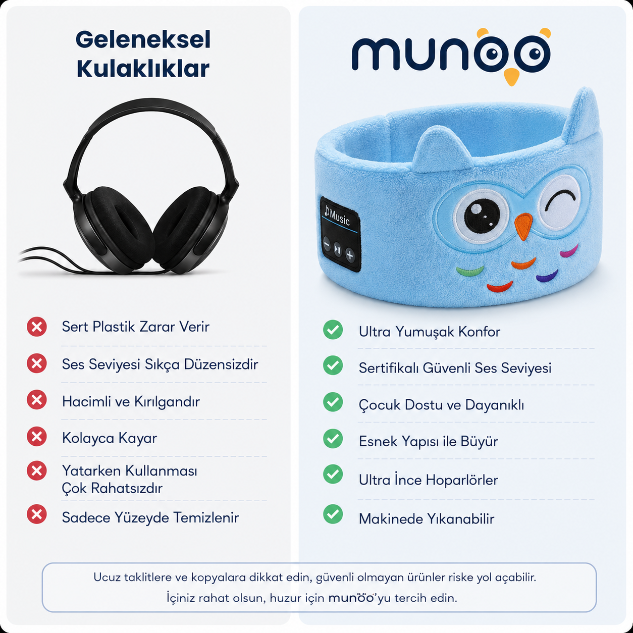 Munoo™ Bluetooth Uyku Bandı – Hayvan Desenli Çocuk Kulaklığı