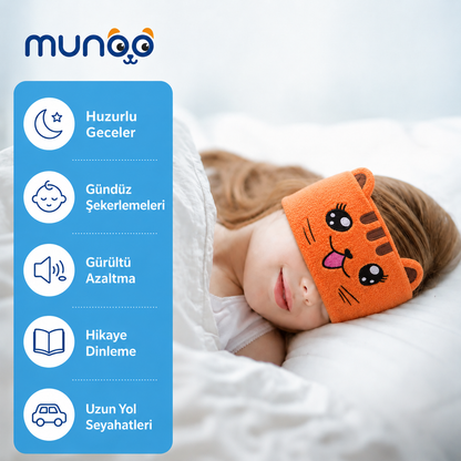 Munoo™ Bluetooth Uyku Bandı – Hayvan Desenli Çocuk Kulaklığı