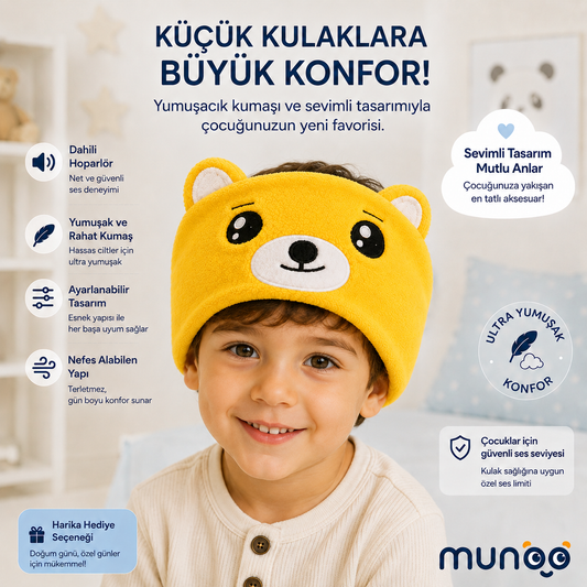 Munoo™ Bluetooth Uyku Bandı – Hayvan Desenli Çocuk Kulaklığı